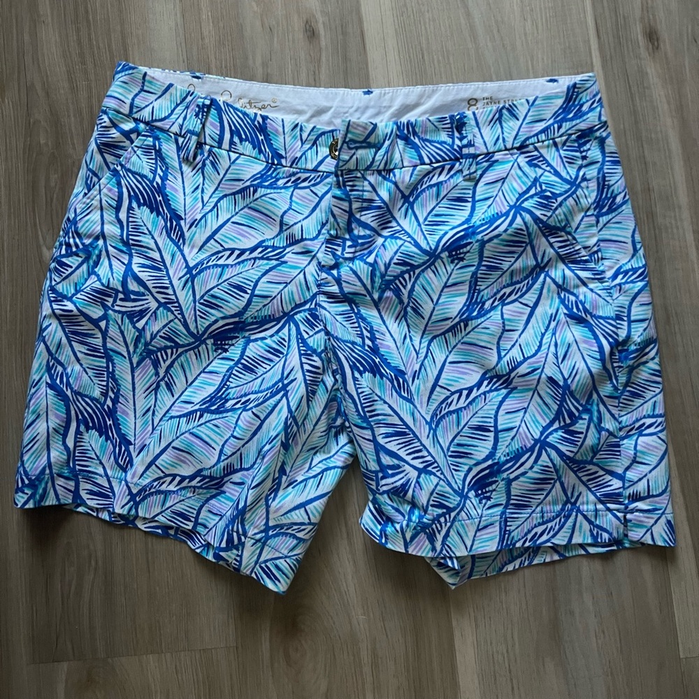 Lily PulitzerJayne Blue Leaf Print Women's Shorts Size 8